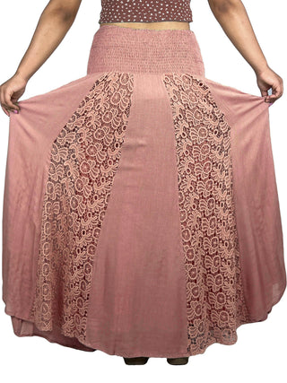 Melamchi Smocked Mirror-Work Twirl Skirt