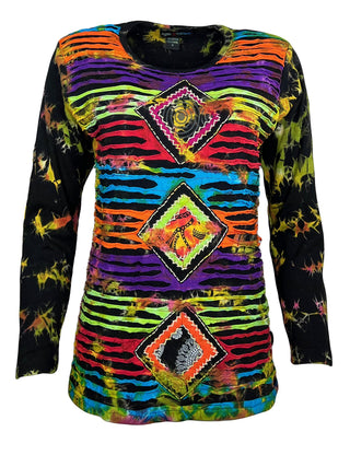 Humla Rib Cotton Tie-Dye Patchwork Blouse