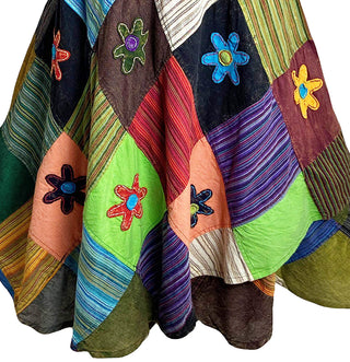 400 WS Cotton Gypsy Flower Diamond Patched Wrap Skirt Maxi - Agan Traders, WS_1
