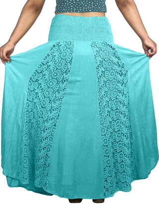 Melamchi Smocked Mirror-Work Twirl Skirt