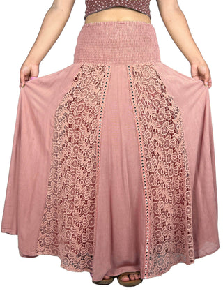 Melamchi Smocked Mirror-Work Twirl Skirt