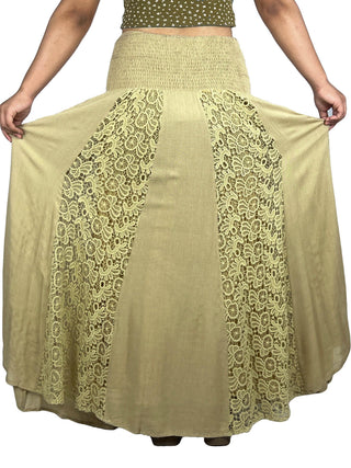 Melamchi Smocked Mirror-Work Twirl Skirt