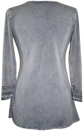 Embroidered Rayon Renaissance Blouse - Agan Traders, Silver Gray C