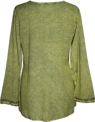 Diamond Neck Renaissance Embroidered Blouse - Agan Traders, LimeGR