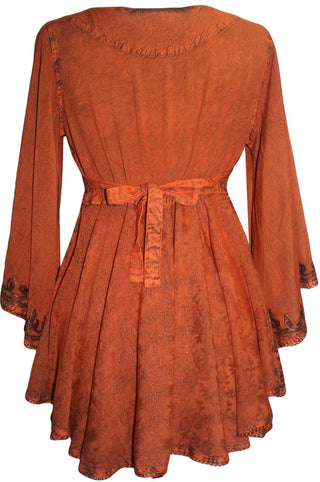 Medieval Butterfly Bell Sleeve Flare Blouse - Agan Traders, Orange Rust