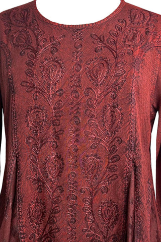 302 Bohemian Asymmetrical Handkerchief Tunic Blouse - Agan Traders, Burgundy