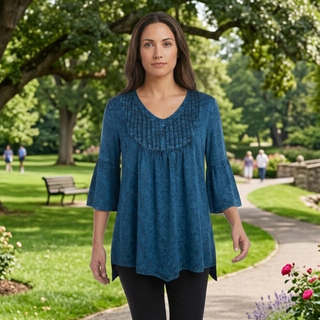 Chulu Rayon Striped Medieval Bell-Sleeve Tunic