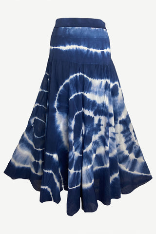 61 SKT Circular Printed Soft Cotton Convertible Lined Tie Dye Gypsy Skirt Dress - Agan Traders, Blue