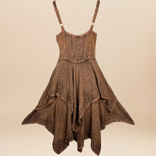 Tamor Rayon Embroidered Handkerchief-Hem Dress