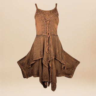 Tamor Rayon Embroidered Handkerchief-Hem Dress