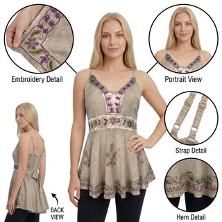 Bardia Rayon Medieval Embroidered Tank