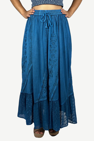 Dadeldhura Rayon Medieval A-Line Embroidered Skirt