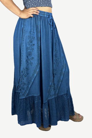Dadeldhura Rayon Medieval A-Line Embroidered Skirt