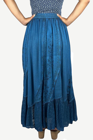 Dadeldhura Rayon Medieval A-Line Embroidered Skirt