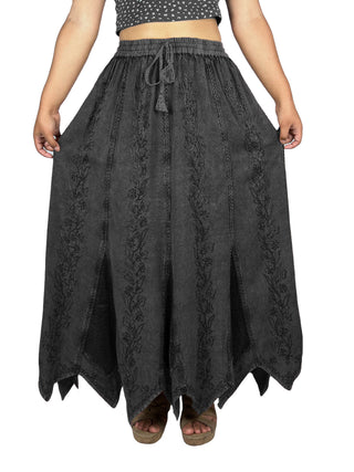 Khangsar Asymmetrical Netted Rayon Skirt