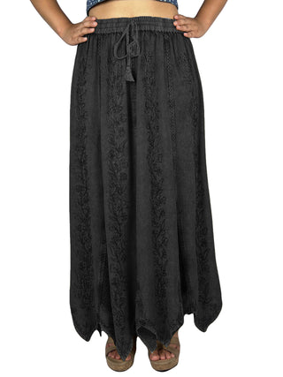 Khangsar Asymmetrical Netted Rayon Skirt
