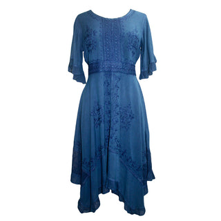 Tengboche Rayon Embroidered Ruffle Dress
