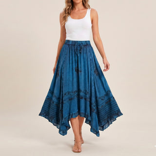 Lamahi Rayon Medieval Lace Uneven-Hem Skirt