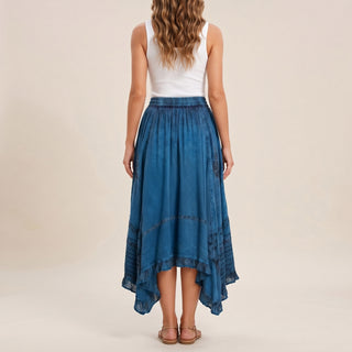 Lamahi Rayon Medieval Lace Uneven-Hem Skirt