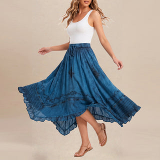 Lamahi Rayon Medieval Lace Uneven-Hem Skirt