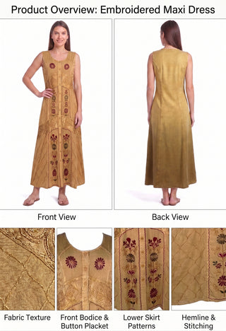 Sankhamul Rayon Embroidered Button-Down Sundress