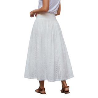 Begnas Cotton Embroidered High-Waist Maxi Skirt