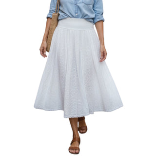 Begnas Cotton Embroidered High-Waist Maxi Skirt