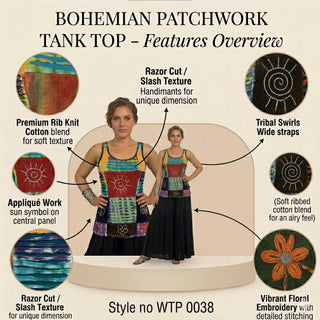 Godavari Knit Cotton Tie-Dye Patchwork Tank