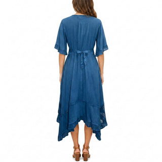 Tengboche Rayon Embroidered Ruffle Dress
