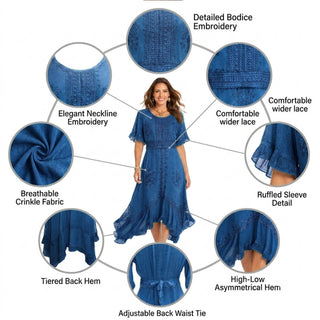 Tengboche Rayon Embroidered Ruffle Dress