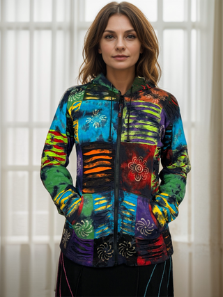 Phewa Rib Cotton Tie-Dye Patchwork Hoodie