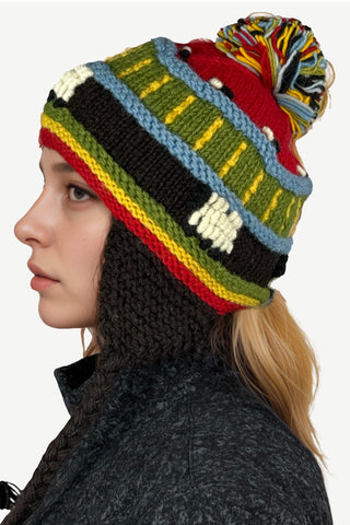 Chhukung Lambswool Fleece-Lined Pom Earflap Hat