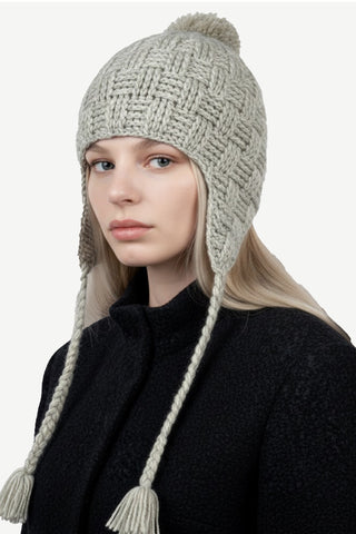 Pangkongma Lambswool Cable Knit Fleece-Lined Beanie