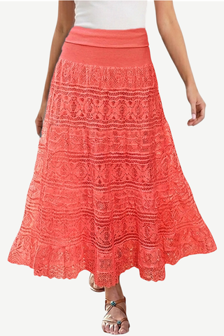 Lhotse Cotton Lace Tiered Maxi Skirt