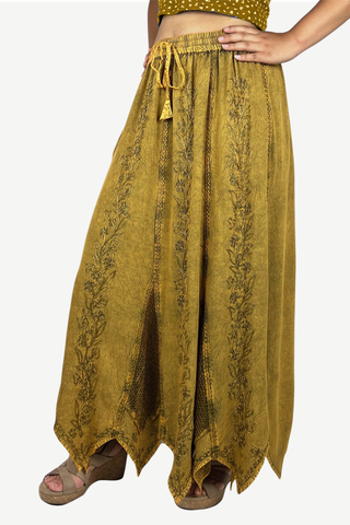Khangsar Asymmetrical Netted Rayon Skirt