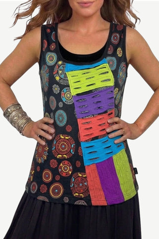 Myanglung Knit Cotton Stonewashed Razor-Cut Print Tank
