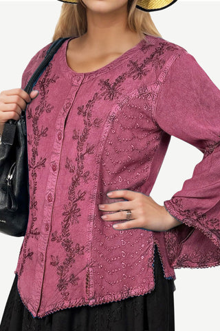 Kagbeni Rayon Gothic Embroidered Blouse