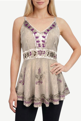 Bardia Rayon Medieval Embroidered Tank