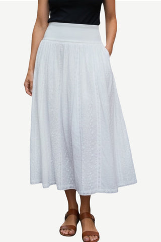Begnas Cotton Embroidered High-Waist Maxi Skirt