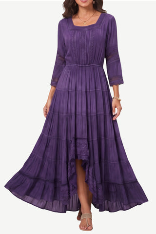 Likhu Rayon Crepe Medieval Lace Dress