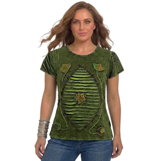 Tripureshwor Rib Cotton Razor-Cut Cap-Sleeve Blouse