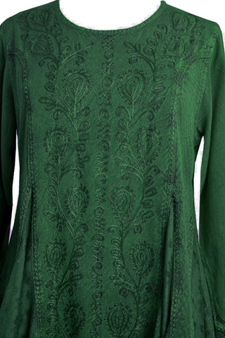 302 Bohemian Asymmetrical Handkerchief Tunic Blouse - Agan Traders, H Green