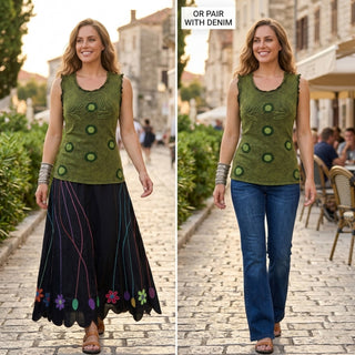 Narayangarh Stonewashed Knit Cotton Tank Top