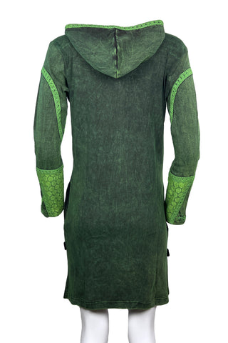 RJ 310L Bohemian Patched Embroidered Funky Boho Long Hoodie Jacket - Agan Traders, Lime