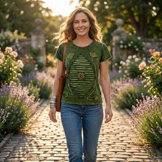 Tripureshwor Rib Cotton Razor-Cut Cap-Sleeve Blouse