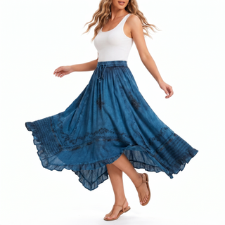 Lamahi Rayon Medieval Lace Uneven-Hem Skirt