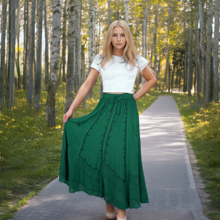 Pathari Embroidered Rayon Maxi Skirt
