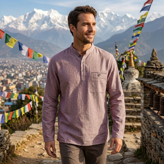Tulsipur Cotton Men's Mandarin Henley Kurta Shirt
