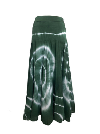 61 SKT Circular Printed Soft Cotton Convertible Lined Tie Dye Gypsy Skirt Dress - Agan Traders, Green
