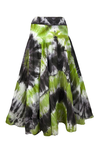 61 SKT Circular Printed Soft Cotton Convertible Lined Tie Dye Gypsy Skirt Dress - Agan Traders, Lime
